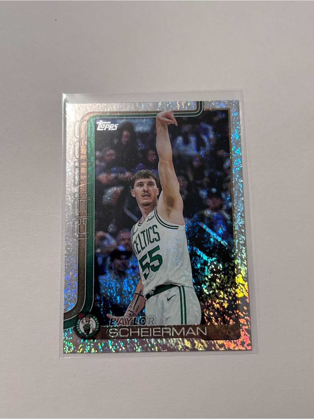 Topps Celtics Green White Holo Baylor Scheierman Card
